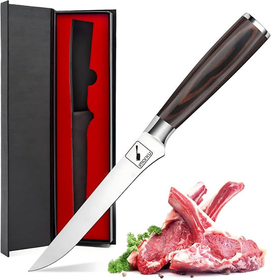imarku Fillet Knife, German High Carbon Boning Knife, 6-Inch Stainless Steel Professional Grade Boning Fillet Knife for Fish, Pakkawood Handle for Meat and Poultry, Gifts for Men and Women
