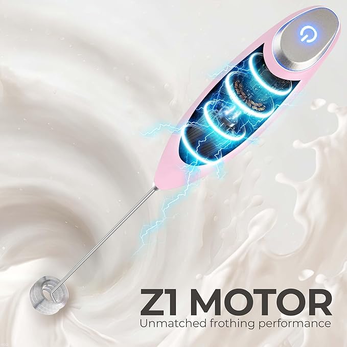 Zulay Kitchen Patented Tornado Triple Whisk Milk Frother with 4 Duracell Batteries ??Handheld Foam Maker for Coffee, Lattes, Matcha & Hot Chocolate ??Rich, Creamy Froth in Seconds