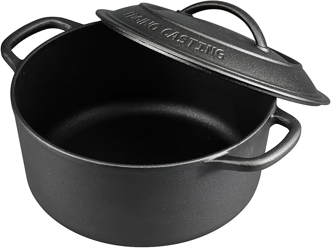 Pre-Seasoned Cast Iron Dutch Oven Pot with Lid Dual Handle, Sourdough Bread Baking Pots竊?Round 7 Quart, Black