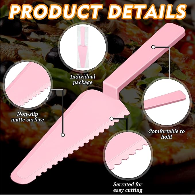 Suclain Disposable Cake Knife 9.1 Inch Plastic Cake Server Cutting Plastic Spatula Knives Pie Pizza Pastry Slicer Serving Utensils for Kitchen Wedding (16 Pieces,Pastel)