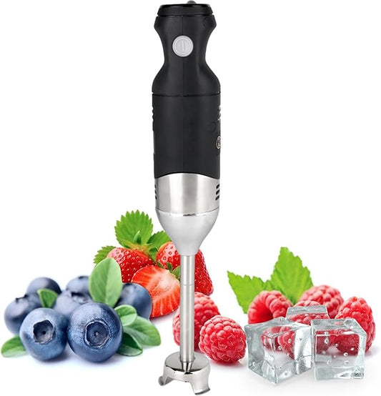 Handheld Immersion Blender 220W - 7??Stainless Steel with 8 Speeds - 110V + 1-Yr Coverage and 24/7 Pro Chef Support