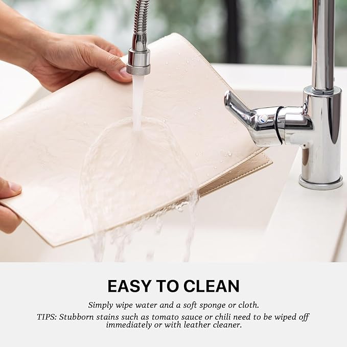 Baroyal Faux Leather Placemats Set of 4 Vinyl Washable Wipeable Table Mats for Kitchen Dining Table Heat Resistant Waterproof Modern Indoor/Outdoor Placemats Non-Slip Easy Clean Place Mats (Beige)