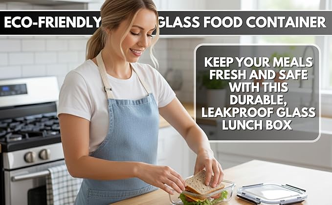 Glass Food Storage Containers Set of 5, Airtight Glass Meal Prep Containers, BPA-Free Lunch Containers for Microwave, Oven, Freezer & Dishwasher Safe（35oz）
