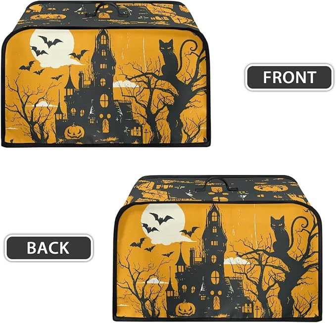 Halloween Haunted House Slow Cooker Cover Slow Cooker Dust Cover Small Appliance Covers for Kitchen Slow Cooker Dust Cover with Pocket for Accessories