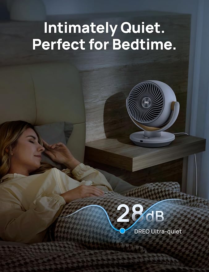 Dreo Fan for Bedroom, Desk Air Circulator Fans with Remote, 11 Inch Table Fan for Whole Room, 60ft Powerful Airflow, 120째 Vertical Manual and 90째 Oscillating, 4 Speeds, 8H Timer, 28dB Quiet, Home