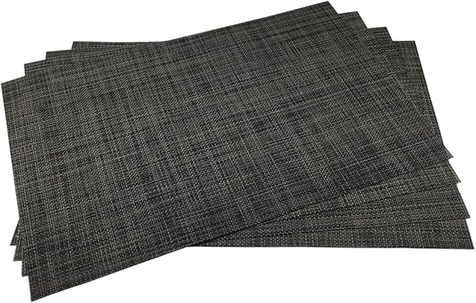 WAZAIGUR Placemats,Easy to Clean Crisscross Woven Vinyl Place Mats Durable Non-Slip Heat Resistant Table Mats,Placemats for Kitchen Table Set of 4,Grey