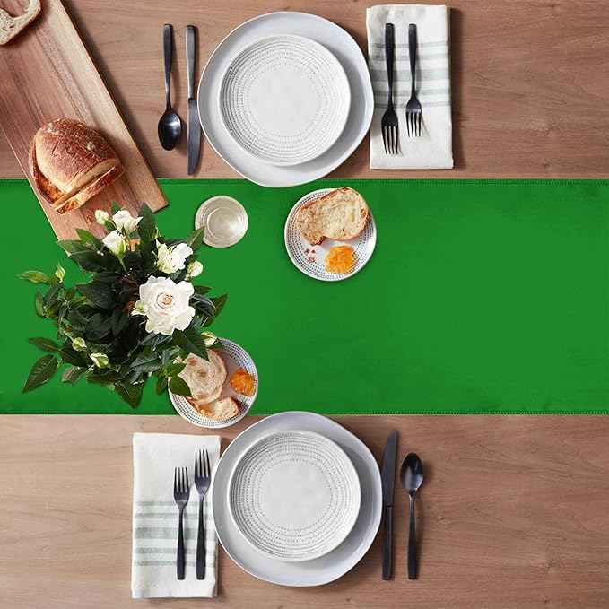 JEVIX 10 Pack Green Table Runner 12 X 108 Inch Silk Table Runner for Party,Wedding, Birthday, Banquets,Decoration