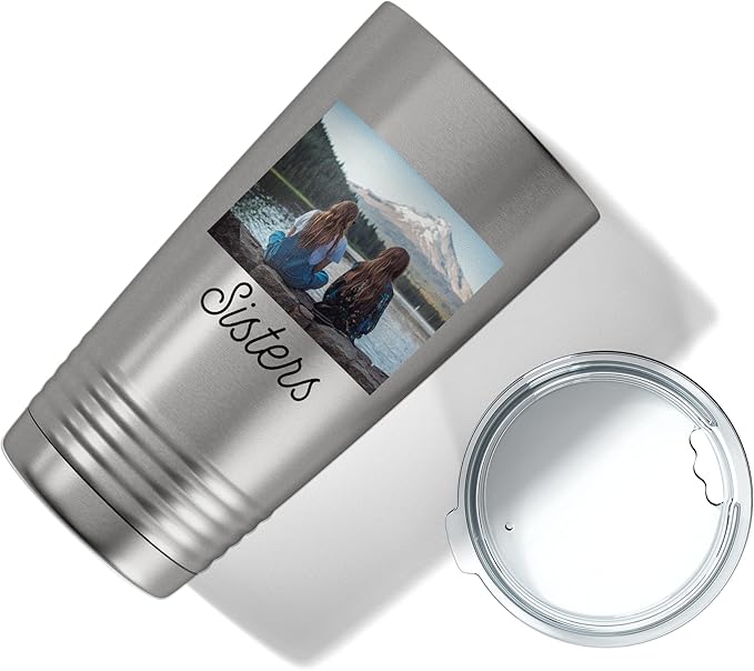 Personalized 20oz (17 Colors) Photo Picture Printed Insulated Stainless Steel Tumbler with Lid ??Customized Mother's Father?셲 Day Gift for Her Him, Custom Coach Gifts Team Mom Dad Regalos (Stainless)