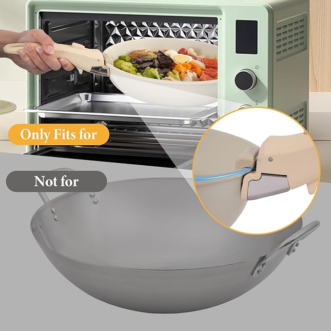 Removable Pot Handle Cream Beige, Universal Pan Handle, Replacement Handle for Pots and Pans, Fits All Cookware, Includes Spatula Rest & Drip Pad竊?Durable & Heat-Resistant