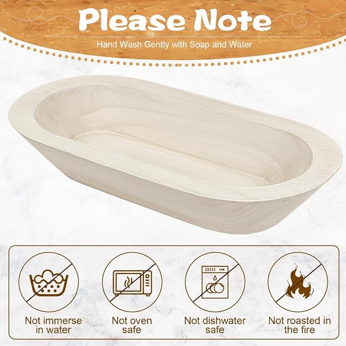 Nuogo 10 Pack Wooden Dough Bowls Bulk 12.5 Inch Rustic Dough Bowls for Wedding DIY Candle Home Crafts Making Farmhouse Fruits Supplies Decoration(White)