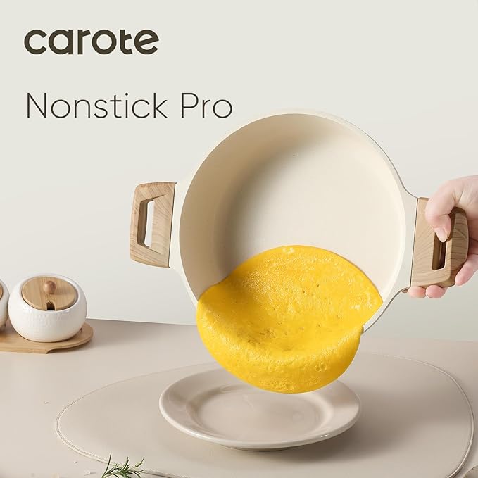 CAROTE 3 Qt Nonstick Stock Pot with Lid Soup Pot with Lid, Casserole Super Easy to Clean Non Stick Cooking Pot Cookware PFOA Free, White Granite
