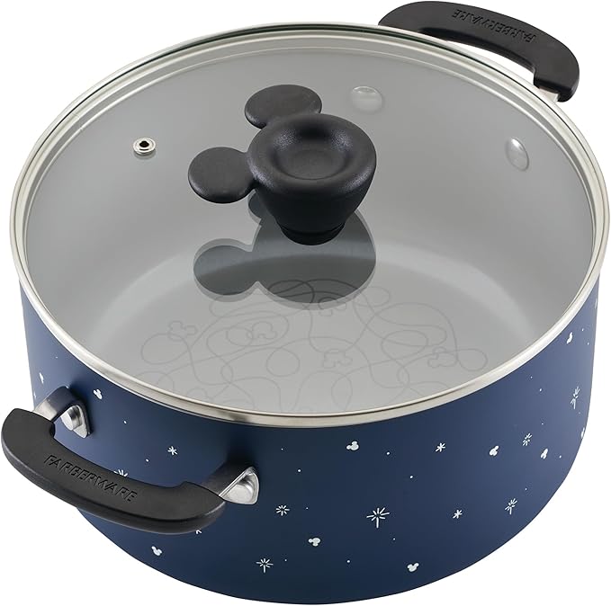 Farberware Disney Bon Voyage Ceramic Nonstick Pots and Pans Set with Baking Sheet/Cookie Pan and Disney Home Kitchen Tools, 8 Piece Non Stick Cookware Set - Blue