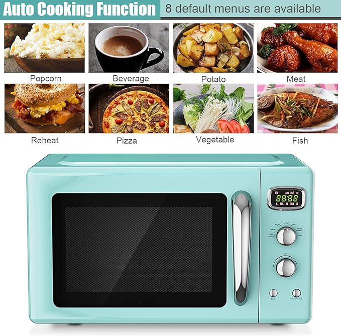MAT EXPERT 0.9 Cu.ft Microwave Countertop, Digital Timing & 5 Micro Power, 25L Small Microwave w/Glass Turntable & 6 Preset Buttons, Delayed Start Function, 900W Mini Microwave w/Child Lock