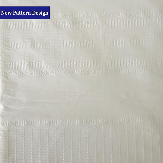 [6 Pack] Cream White Paper Tablecloth Disposable for Rectangle Tables, 54 X 108 Inch Party Table Cover with Plastic Backing, Waterproof 3 Ply Table Cloth for Wedding Banquet Event, New Pattern