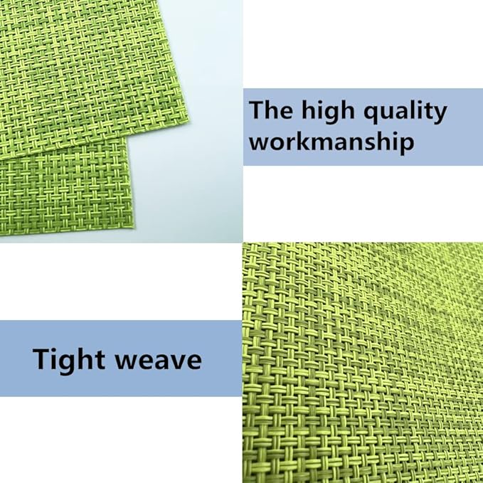 WAZAIGUR Placemats,Easy to Clean Crisscross Woven Vinyl Place Mats Durable Non-Slip Heat Resistant Table Mats,Placemats for Kitchen Table (Green, 6)