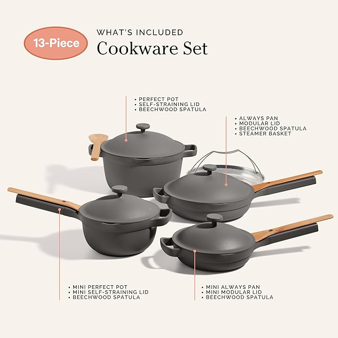 Our Place Cookware Set - 13-Piece Kit Including the Always Pan, Perfect Pot and Spatulas | Multifunctional, Toxin-Free Nonstick | Heat Safe up to 450째F | Oven, Stove, Induction Compatible | Char