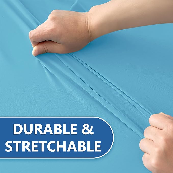 Enjoyidea Spandex Table Cloths for 8 Foot Rectangle Tables-6 Pack Fitted Stretch Light Blue Table Covers-Folding Tablecloths for Party, Vendor Booth Display, Banquet Buffet Event, Craft Trade Show
