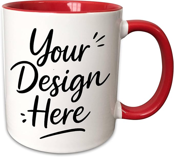 Custom Two-Tone Red Coffee Mug 11oz - Personalized Design Both Sides - White & Red Ceramic Mug Gift - Valentine Birthday Present