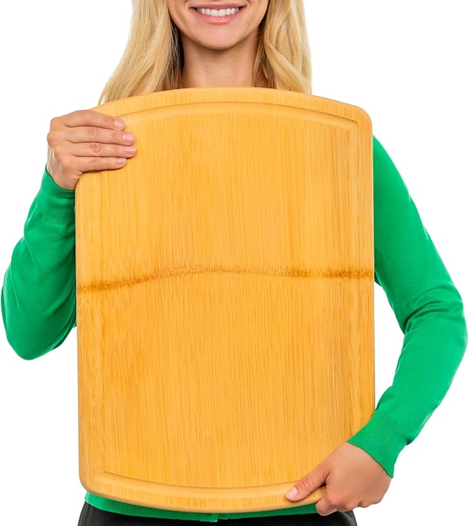 Greener Chef 20 Inch Bamboo Cutting Board Featuring Super-Sized Glue-Free Surface????Heavy Duty Butcher Block for Safe Meal Prep, Chopping & Carving with Lifetime Replacements