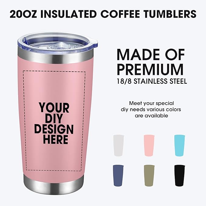SMLIXE Personalized Coffee Tumbler Print in USA 20oz Stainless Steel Double Wall Insulated Coffee Cup With Text Photo Logo