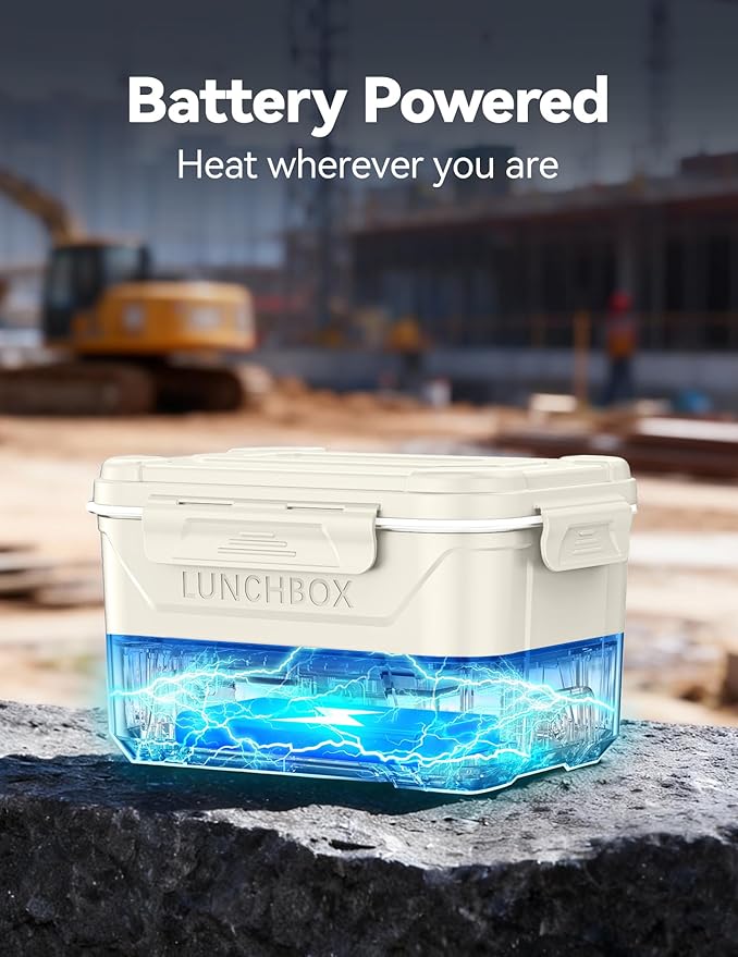EAST OAK Cordless Electric Lunch Box for Adults,5.5 Cups Rechargeable Self Heating Lunch Box-Automatic Heating,Food Warmer with Memory Function & Automatic Keep Warm,Perfect for Work and Trip(White)