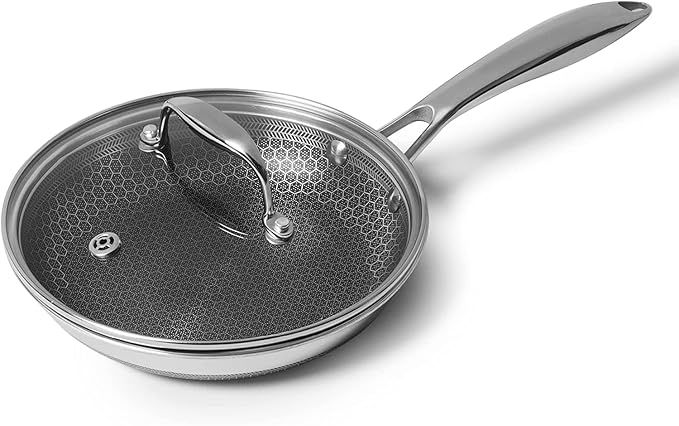 HexClad Tempered Glass Lid, 8-Inch, Designed for HexClad Hybrid Cookware, Steam Vented, Dishwasher Safe