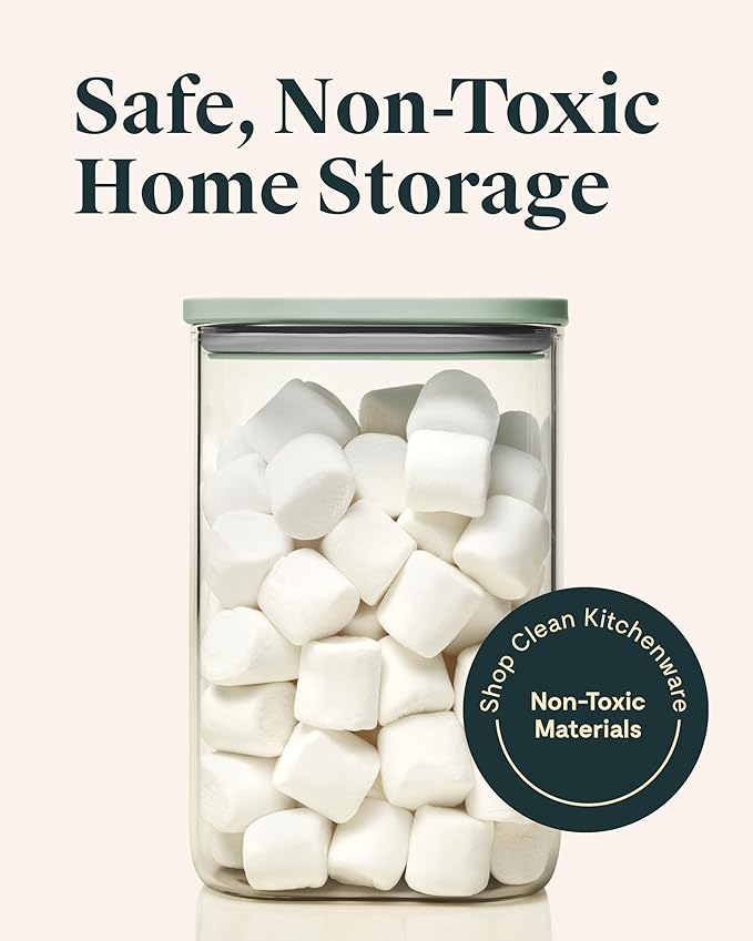 Caraway 4qt Glass Airtight Food Storage Container with Lid ??Non-Toxic, BPA-Free Kitchen Storage Container ??Stackable, Space-Saving Airtight Container for Dry Goods and More - Perracotta