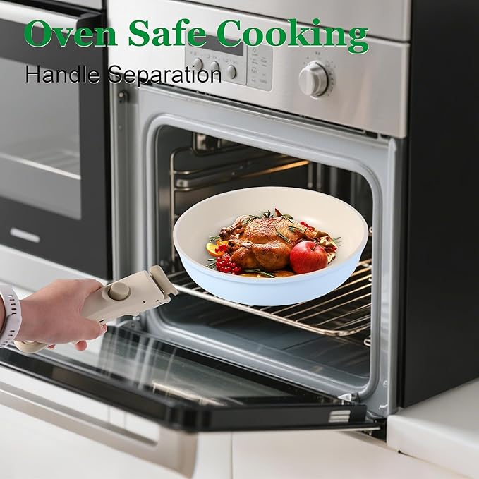 12 PCS Kitchen Cookware Sets with Detachable Handle,Pots and Pans Sets Non Stick, Induction Pan Set for RV Cookware,Oven Safe, PFOA Free竊뉰lue)