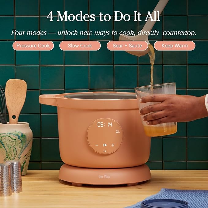 Our Place Dream Cooker | 6 Qt Ceramic Nonstick Multicooker & Pressure Cooker with Touchscreen Controls & Auto Steam Release | 4 Modes: Pressure Cook, Saut챕/Sear, Slow Cook & Warm | Spice