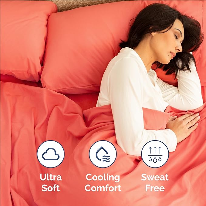 Twin XL 4 Piece Sheet Set - Cooling & Breathable Bed Sheets - Hotel Luxury Bed Sheets for Women, Men, Kids & Teens - Bedding with Deep Pockets & Easy Fit - Soft and Wrinkle Free - Twin XL Coral Sheets