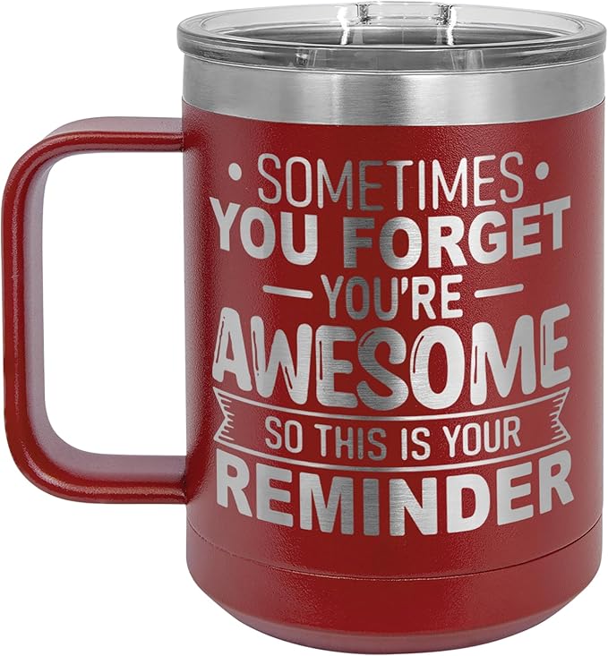 Spotted Dog Company Inspirational Travel Coffee Mug, Inspirational Gifts for Men Dad Father Wife Sister Women, Birthday For Him Her, You?셱e Awesome Tumbler, Teacher Coworker Gifts 15oz Maroon