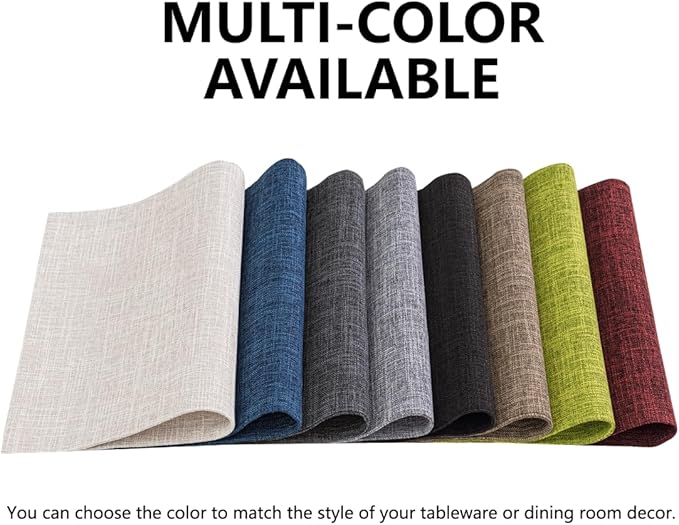 Aironment Placemats Set of 4, Bilayer Thickened Linen Place Mats Heat Resistant Machine Washable Wrinkle Free Carefully Selected Polyester Mats for Kitchen/Dining/Coffee Table (Light Grey)