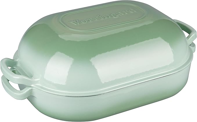 Large Cast Iron Dutch Oven Dome Pot with Lid, Enameled Bread Oven, Bread Pan for Homemade Sourdough Bread Baking, 9QT, Green