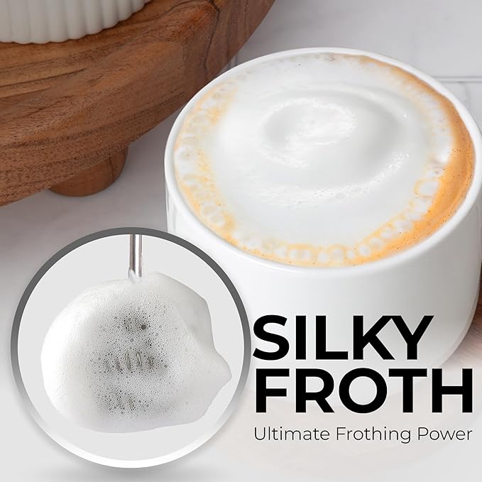 Zulay Kitchen Patented Tornado Triple Whisk Milk Frother with 4 Duracell Batteries ??Handheld Foam Maker for Coffee, Lattes, Matcha & Hot Chocolate ??Rich, Creamy Froth in Seconds