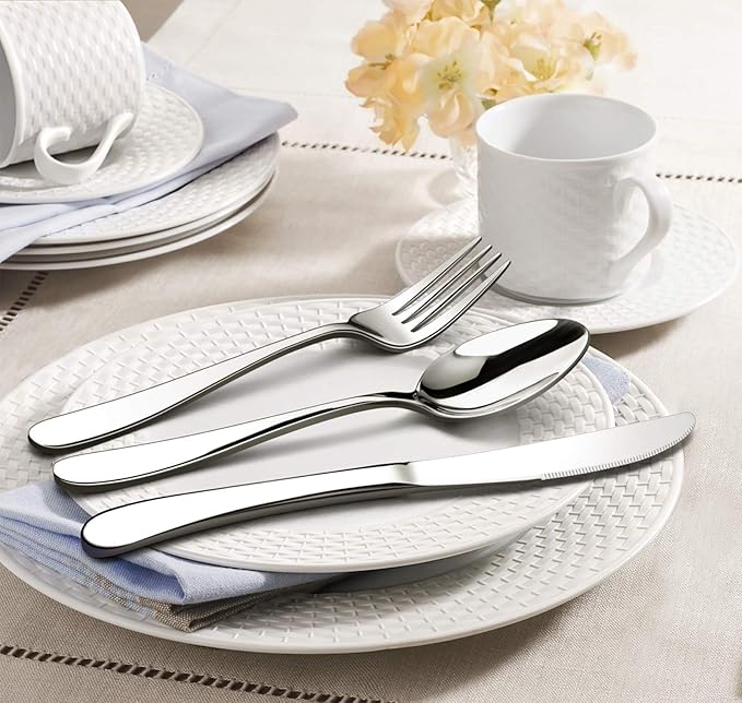 HaWare Silverware Set for 8, 40-Piece Heavy Duty Stainless Steel Flatware Utensils, Food Grade Cutlery Set Including Knife Fork and Spoon, Modern Tableware for Home and Restaurant, Dishwasher Safe