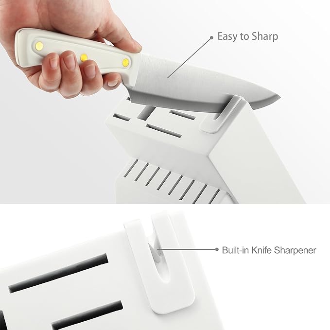 McCook짰 Knife Sets, White High Carbon Stainless Steel Kitchen Knife Sets with with Built-in Sharpener