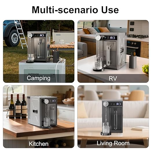 Portable Countertop Reverse Osmosis Water Filter, NO Installation,RO Water Filters for RV,Camping and Outdoors Travel. 3:1 Pure to Drain,3 Modes Power,NSF/ANSI 42&58,EPA Certified,BPA-Free