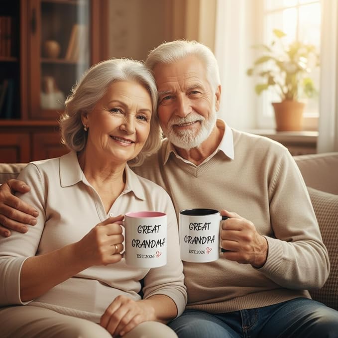1 Pair Great Grandparents Gifts Est 2026 Mugs Set, Great Grandparents Baby Announcements, Christmas Gifts for Grandma Grandpa, Great Grandpa Mug Pregnancy Announcement Baby Reveal Mug