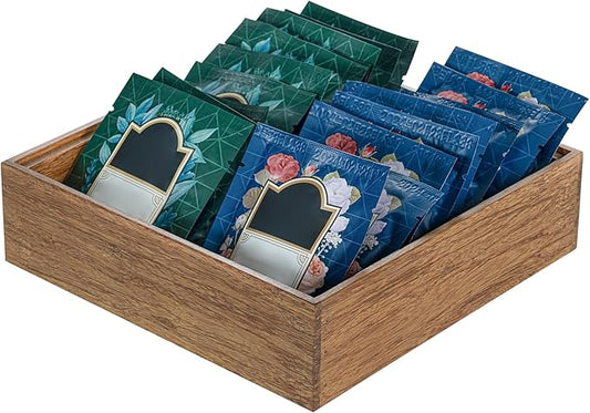 Restaurantware Eco Display 7 Inch x 7 Inch x 2 Inch Bamboo Condiment Container, 1 Large Spice Box - Chip-Resistant, For Seasoning, Spices, Condiments, Natural Bamboo Bamboo Organizer Box