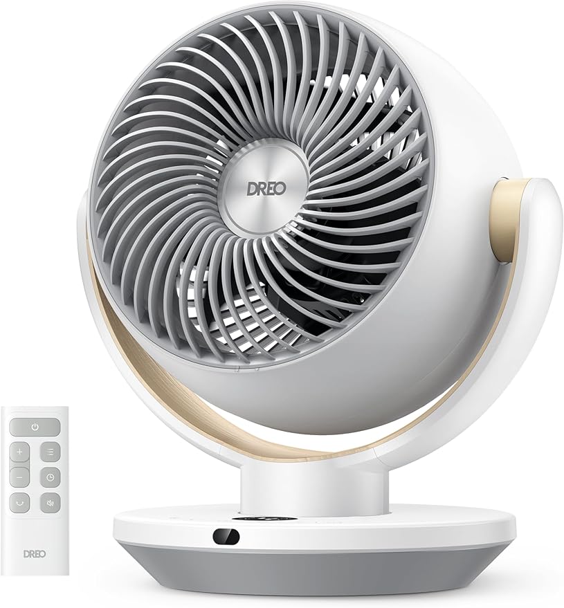 Dreo Fan for Bedroom, Desk Air Circulator Fans with Remote, 11 Inch Table Fan for Whole Room, 60ft Powerful Airflow, 120째 Vertical Manual and 90째 Oscillating, 4 Speeds, 8H Timer, 28dB Quiet, Home