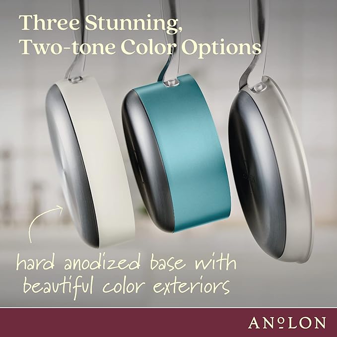 Anolon Achieve Hard Anodized Nonstick Saut챕 Pan with Lid, 3 Quart - Teal