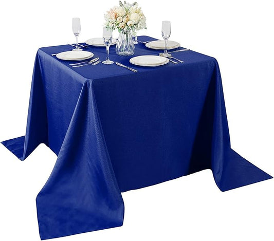 Cupuamon Square Tablecloth 90x90 inch Washable Polyester Fabric Table Cloth for Wedding Party Dining Banquet Decoration（90x90,Royal Blue）