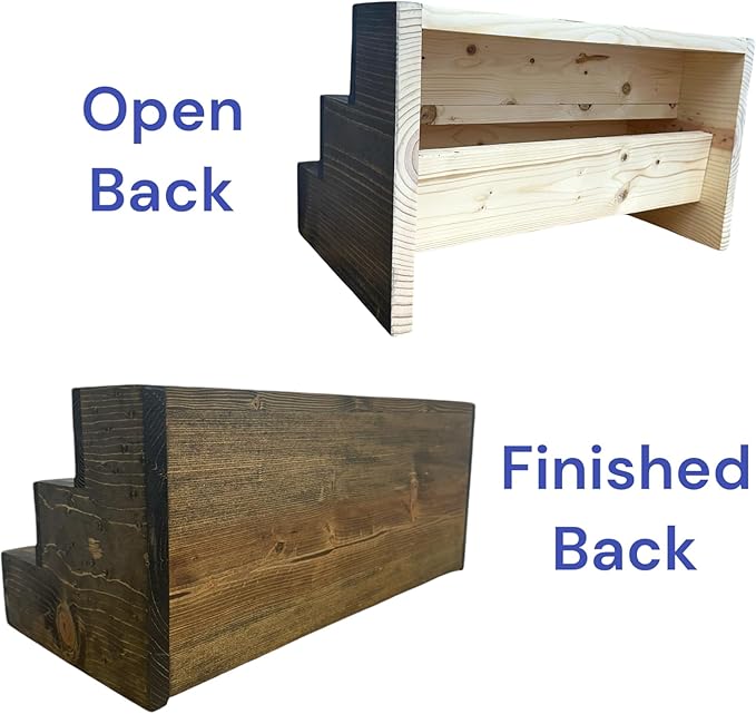 Handmade Tiered Display Shelving - Three Tier Bar Display - Bar Organizer - Liquor Bottle Display (24" without Back, Dark Walnut)