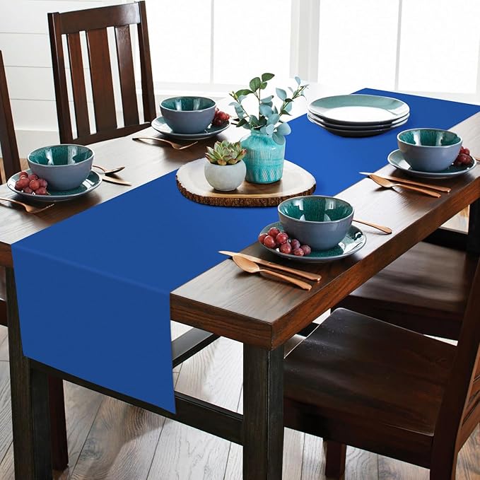 12 Pack Royal Blue Table Runner 9 FT Polyester Table Runners,12x108 inch Rustic Farmhouse Table Runner, Washable and Reusable Table Runners for Wedding Birthday Parties Banquet Table Decorations