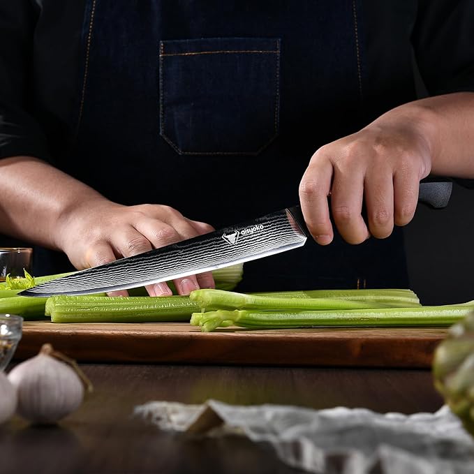 Slicing Knife 9", Long, Thin Blade, Allows for Cleaner Cuts to Preserve Juices and Flavor, Cutluxe Meat Carving Knife ??Turkey Carving Knife,All Tang non-slip handle design,Premium Gift Box