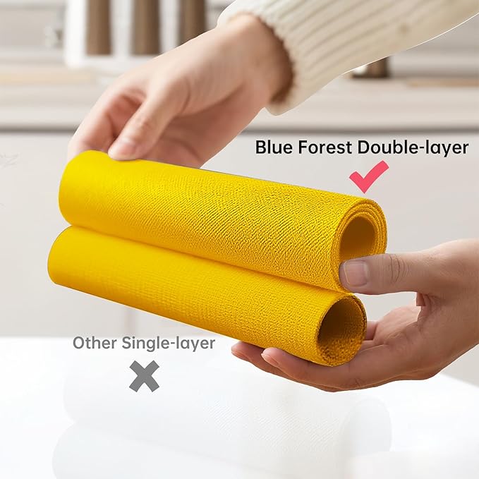 Blue Forest | Rectangular Faux Linen Placemats Set of 4 | Dual- Layered Thickened for Durability | Heat Resistant | Machine Washable | Wrinkle Free for Easy Care Indoor/Outdoor Use - Bright Yellow