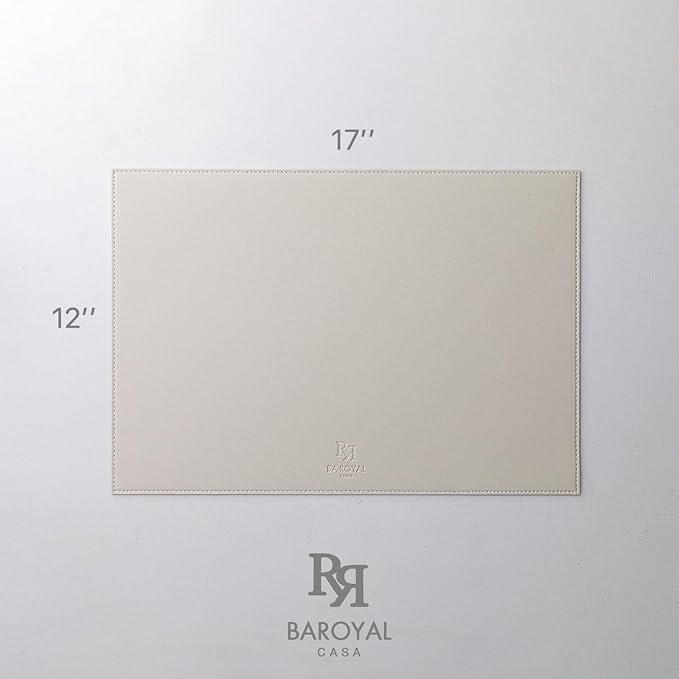 Baroyal Faux Leather Placemats Set of 6 Vinyl Washable Wipeable Table Mats for Kitchen Dining Table Heat Resistant Waterproof Modern Indoor/Outdoor Placemats Non-Slip Easy Clean Place Mats-Cream White