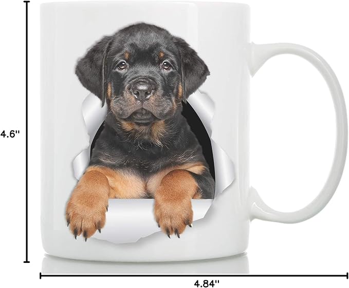 Winston & Bear Rottweiler Mug - Funny Rottie Puppy Dog Ceramic Coffee Mug Gift for Dog Lovers Mom and Dad - Perfect Birthday or Christmas, Father's or Mother's Day Gift (15oz)