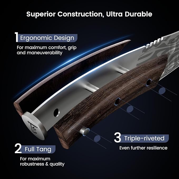 Gyutou Chef Knife, 9.5 Inch Japanese Multi-purpose Kitchen Knife, Ultra Sharp Durable Professional for Slicing, Chopping, Dicing, Ergonomic Anti-slip Handle, Christmas Cooking Gifts