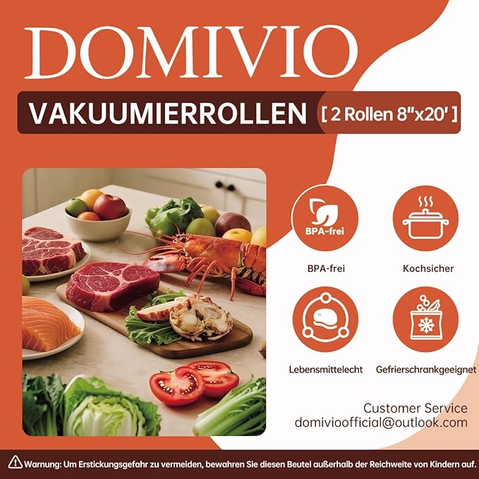 Vacuum Sealer Rolls 2 Pack, 8" x 16' Vacuum Seal Bags for Food Storage Saver, BPA-Free FoodSaver Bags Rolls for Freezer, Meal Prep & Sous Vide Cooking